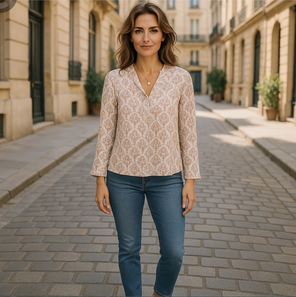 The Limited Button Front Semi Sheer Blouse